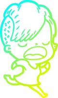 cold gradient line drawing cartoon cool hipster girl talking vector