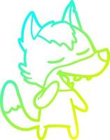 cold gradient line drawing cartoon wolf laughing vector