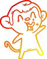 warm gradient line drawing crazy cartoon monkey vector