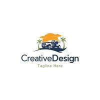 logotipo de ilustración creativa de vacaciones de camiones vector