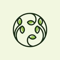 Green leaf outline creative logo vector