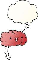 happy cartoon brain and thought bubble in smooth gradient style vector