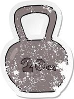 retro distressed sticker of a cartoon 20kg kettle bell vector