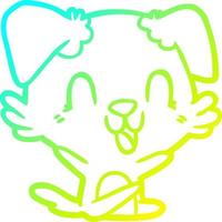 cold gradient line drawing laughing cartoon dog vector