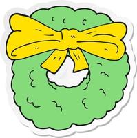 sticker of a cartoon christmas wreath vector