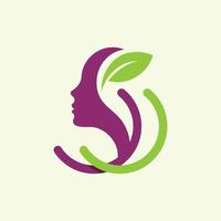 Beauty Face Leaf Illustration Ecology Logo vector