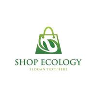 bolsa tienda hoja naturaleza ecología logo vector