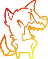 warm gradient line drawing laughing fox cartoon vector