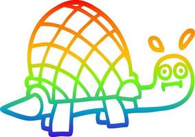 rainbow gradient line drawing cartoon funny tortoise vector