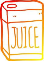 warm gradient line drawing cartoon juice box vector