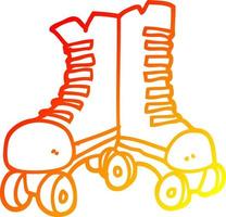 warm gradient line drawing cartoon roller boots vector