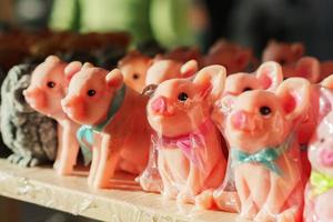 soap in shape of small pigs. Symbol of the year. Gift choice photo