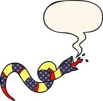 caricatura, silbido, serpiente, y, burbuja del discurso, en, cómico, estilo vector