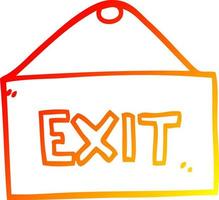 warm gradient line drawing cartoon exit sign vector