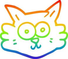 rainbow gradient line drawing cartoon cat face vector