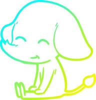 cold gradient line drawing cute cartoon elephant sitting vector
