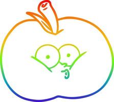 dibujo de línea de degradado de arco iris manzana de dibujos animados vector