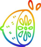 rainbow gradient line drawing cartoon lemon fruit vector