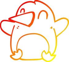 warm gradient line drawing cartoon dancing penguin vector