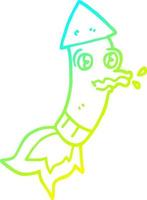 cold gradient line drawing cartoon rocket vector