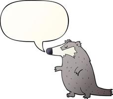 cartoon badger and speech bubble in smooth gradient style vector