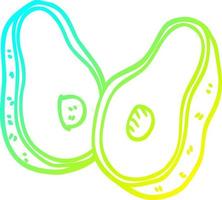 cold gradient line drawing carton avocado vector