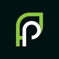 Letter P Leaf Simple Modern Ecology Logo vector
