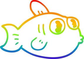 rainbow gradient line drawing cartoon fish vector