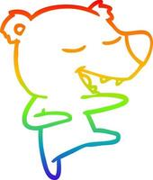 rainbow gradient line drawing cartoon bear vector