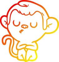 warm gradient line drawing cartoon monkey vector