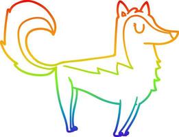 rainbow gradient line drawing cartoon husky vector