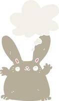 cartoon rabbit and thought bubble in retro style vector