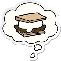 smore cartoon and thought bubble as a printed sticker vector