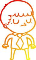 warm gradient line drawing cartoon grumpy boy vector
