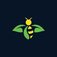 abeja hoja naturaleza ecología creativo logo vector