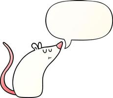 cartoon white mouse and speech bubble in smooth gradient style vector