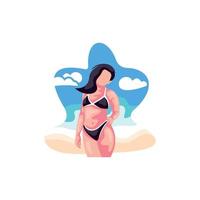 mujer playa bikini vacaciones vector logo