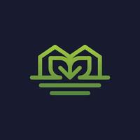 Home leaf line logo vector