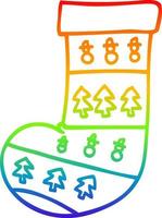 rainbow gradient line drawing cartoon christmas stocking vector