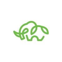 Elephant Leaf Line Simple Modern Logo vector