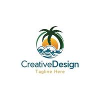 Tree Palm Ocean Vacation Logo vector