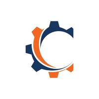 logotipo simple del engranaje de la letra c vector