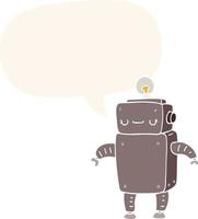 cartoon robot and speech bubble in retro style vector