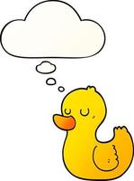 cartoon duck and thought bubble in smooth gradient style vector