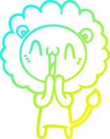 cold gradient line drawing happy cartoon lion vector