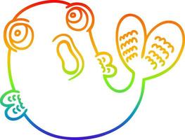 rainbow gradient line drawing cartoon fish vector