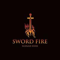 Sword Fire Illustration Creative Logo vector