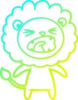cold gradient line drawing cartoon angry lion vector