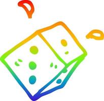 rainbow gradient line drawing cartoon rolling dice vector