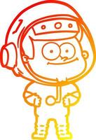 warm gradient line drawing happy astronaut cartoon vector